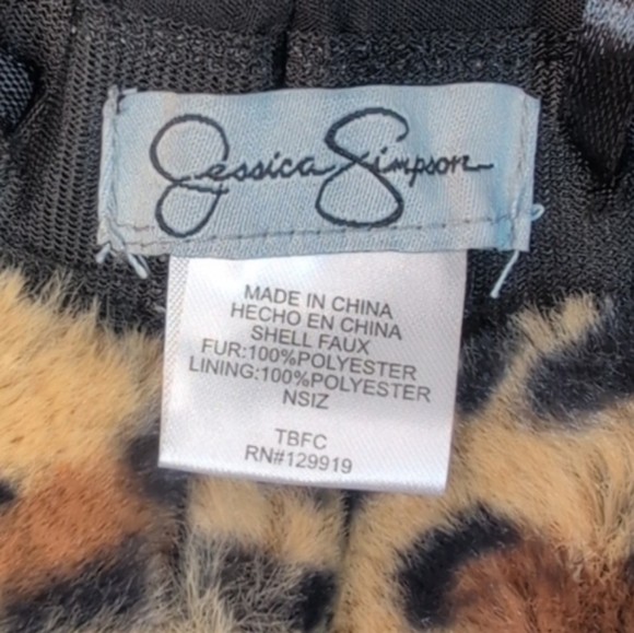 Jessica Simpson Tan Leopard Faux Fur Hat NWT - Picture 5 of 6